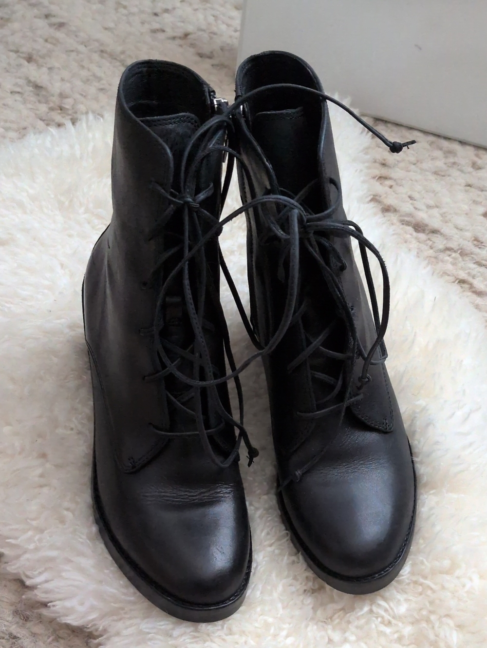 UGG Black Lace-Up Leather Ankle Boots